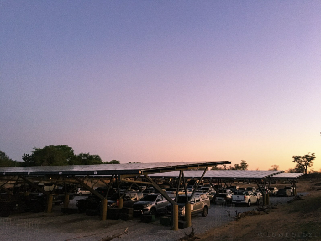 Sunset over solar farm