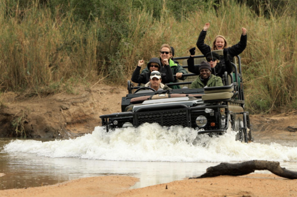 Guests crossing the river