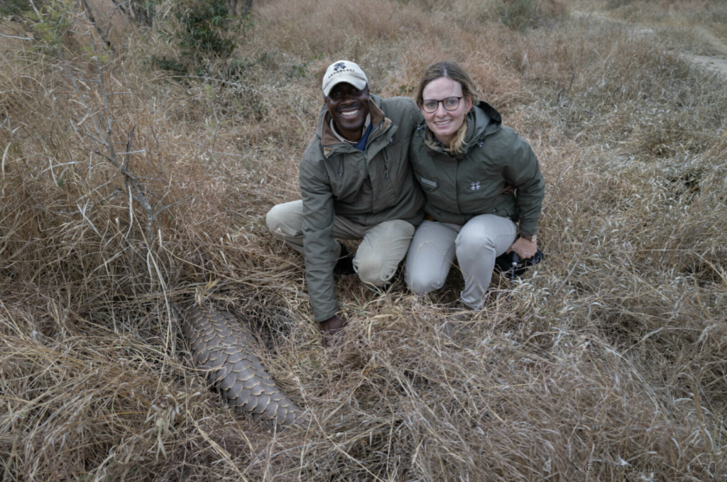 Kirst & lucky with a pangolin